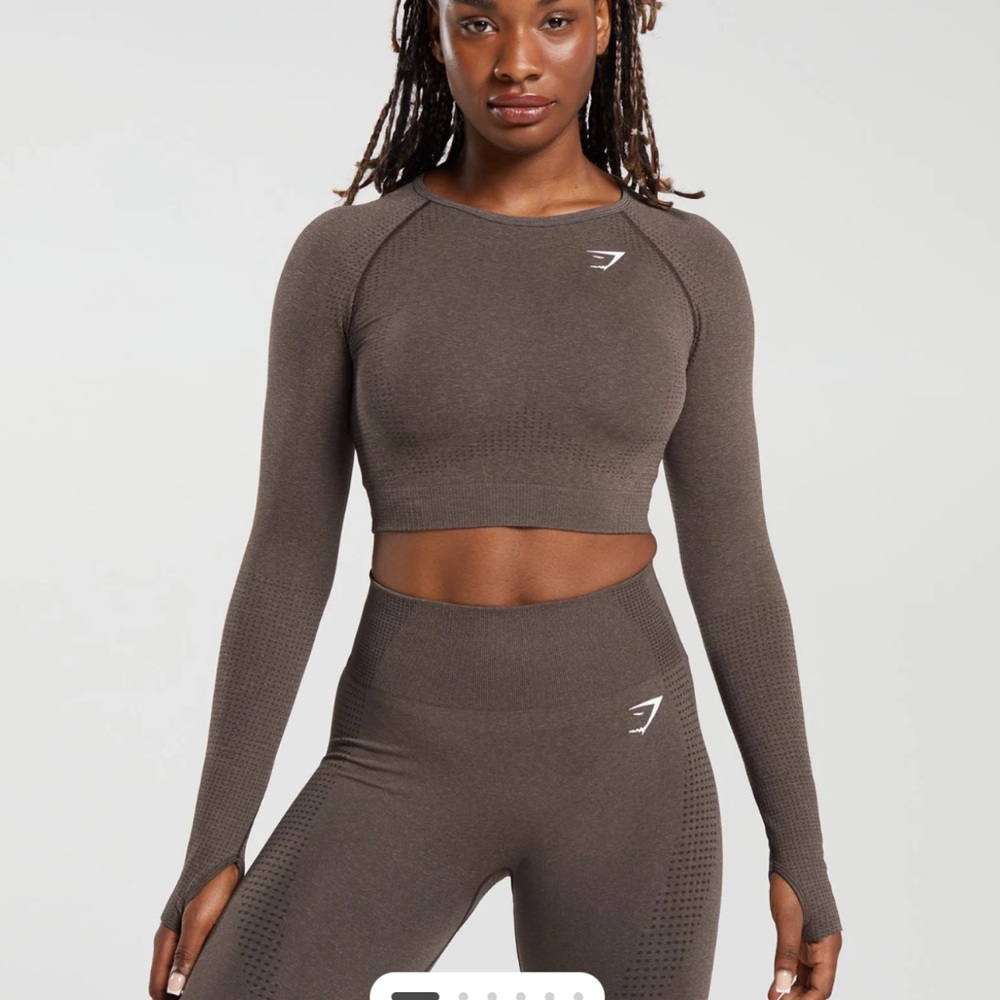 Gymshark Vital Crop Top in Brown Marl size small